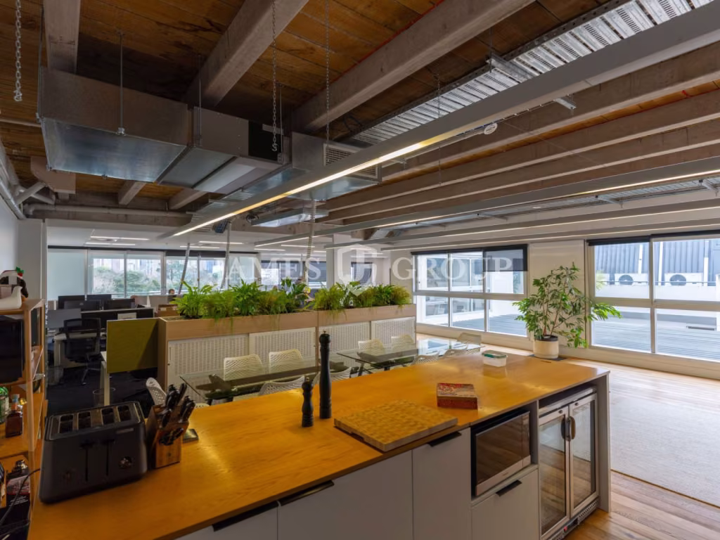 Open Plan Office With Rooms + Balcony