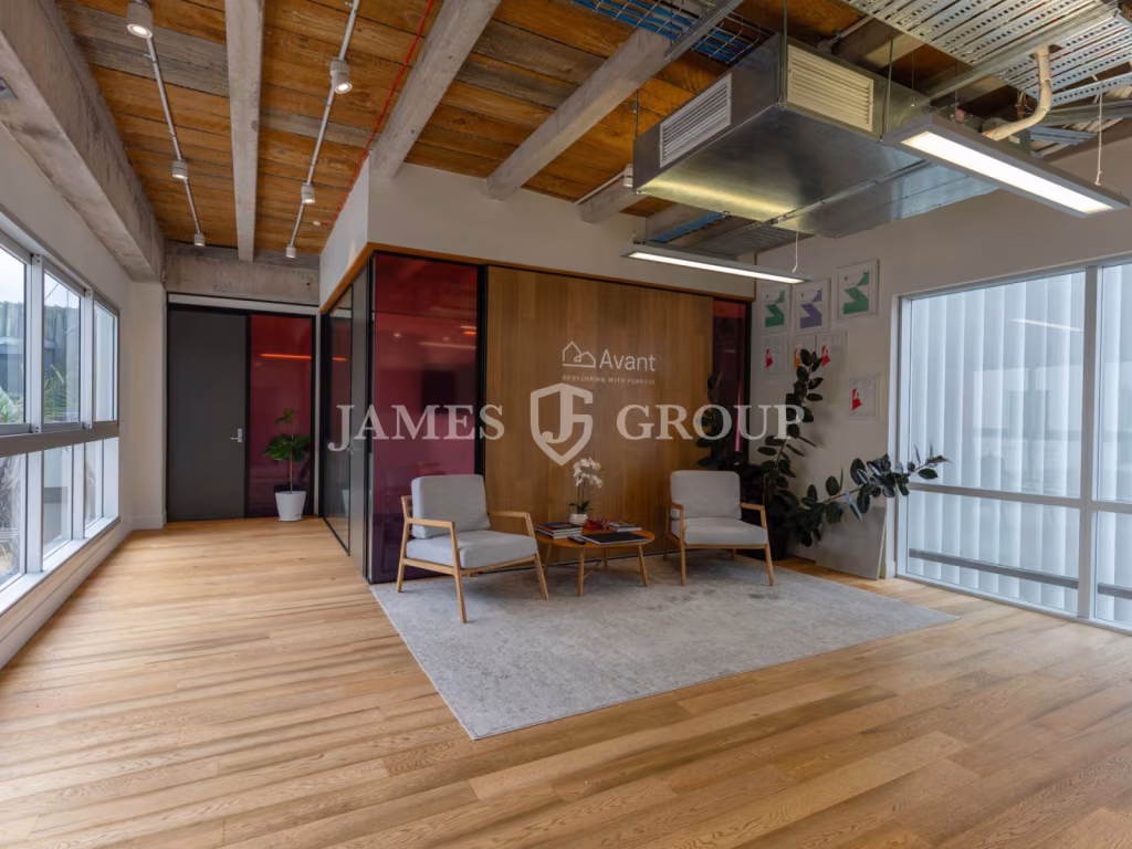 Open Plan Office With Rooms + Balcony